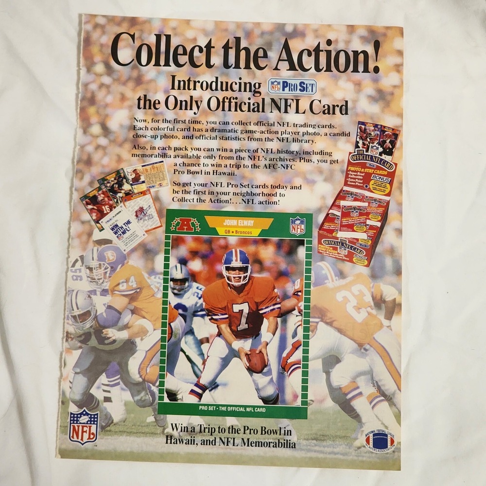 Vintage Print Ad NFL Pro Set John Elway Collect the Action clipping 1990